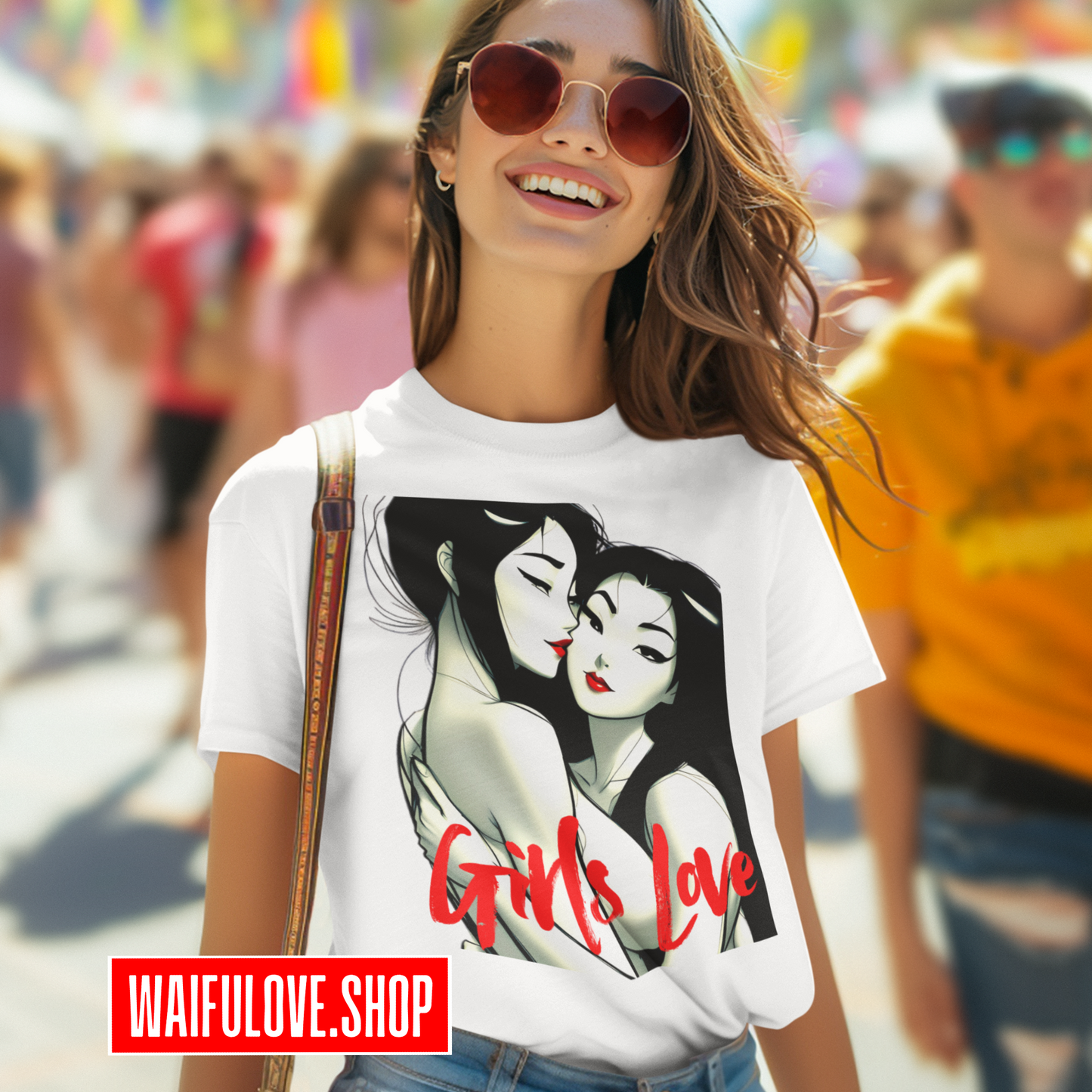 Cotton GIRLS LOVE Sketch 1 WHITE Unisex Classic Tee