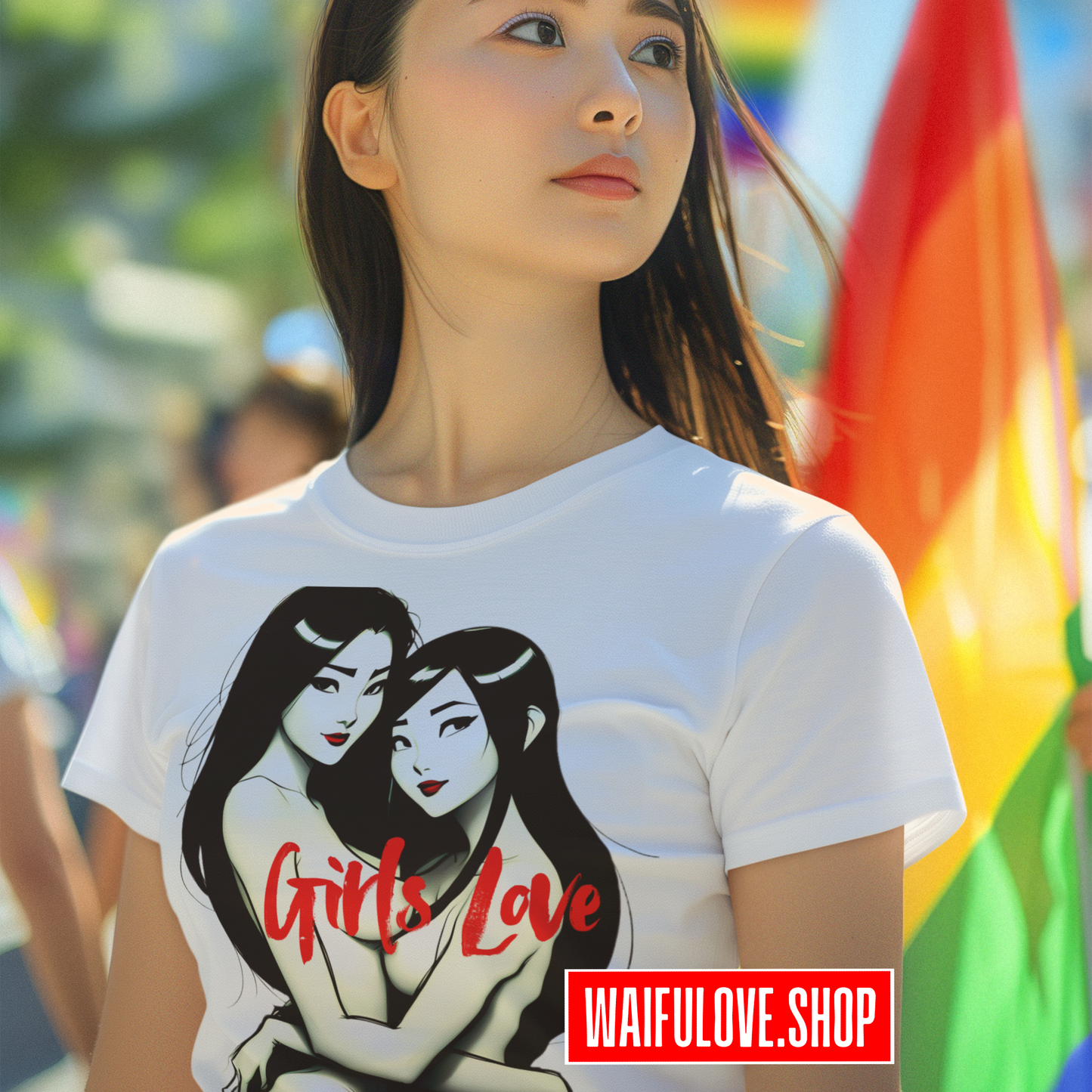Cotton GIRLS LOVE Sketch 2 WHITE Unisex Classic Tee