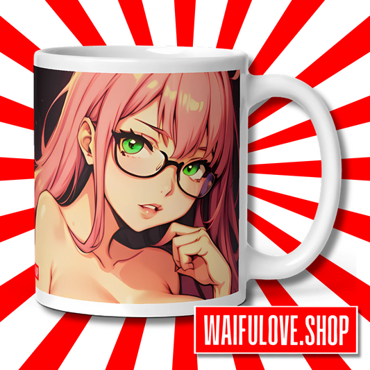 Waifu Mugs: PINK WAIFU NERD 11oz. Ceramic Mug