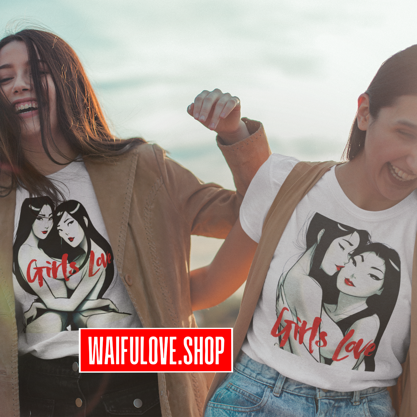 Cotton GIRLS LOVE Sketch 1 WHITE Unisex Classic Tee